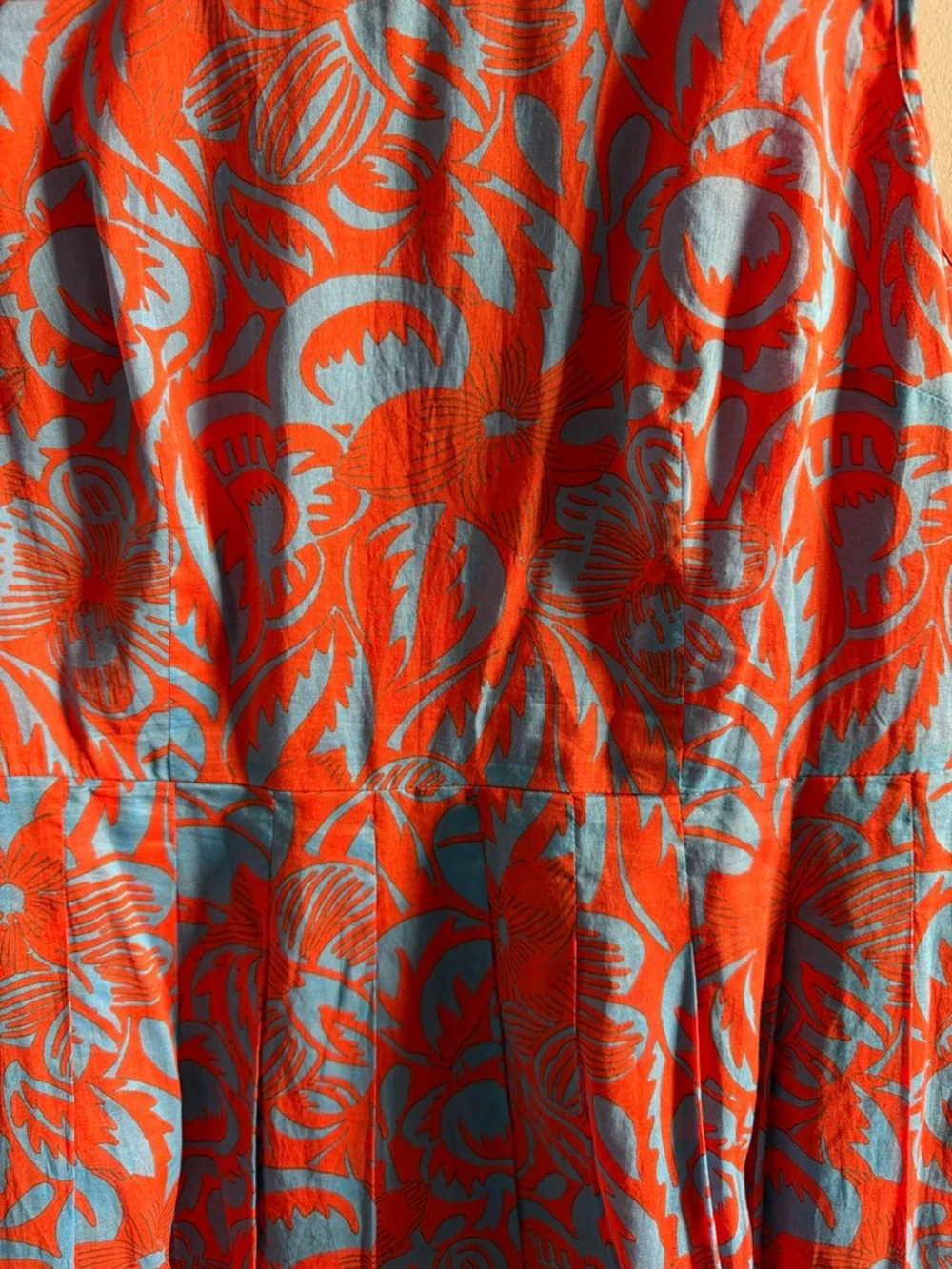 Talbots Orange Blue Floral Sleeveless Cotton Fit & Flare Dress Knee Length SZ 12 - Picture 14 of 14